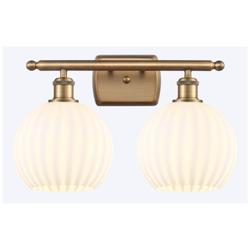 Ballston 18" Wide 2 Light Brushed Brass Bath Light w/ White Venetian S