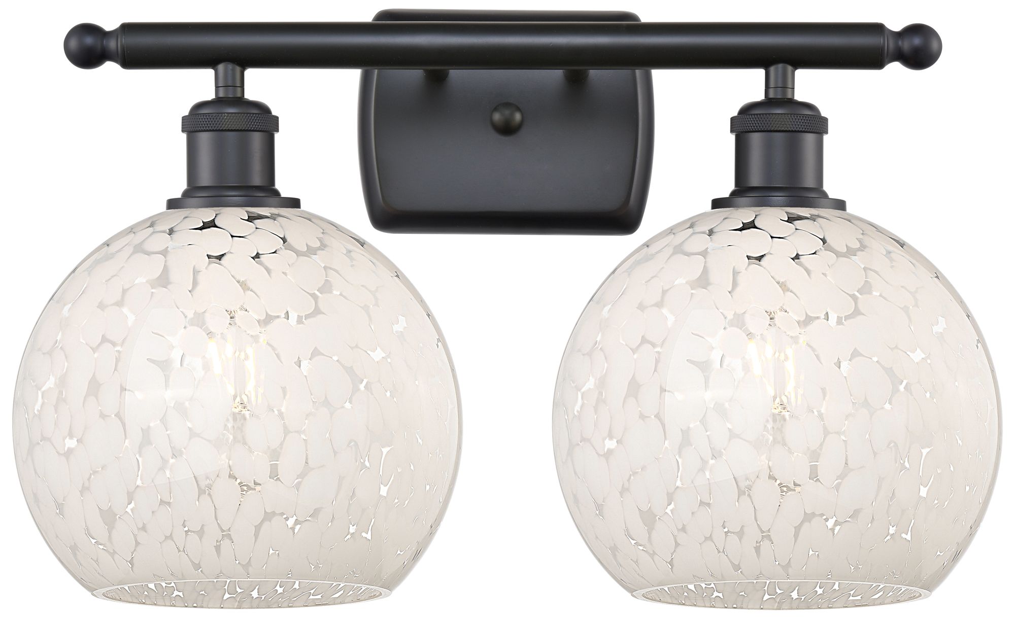 Ballston 18" Wide 2 Light Matte Black Bath Light With White Mouchette