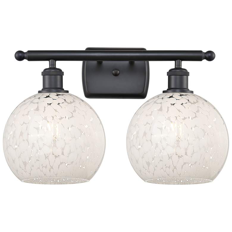 Image 1 Ballston 18" Wide 2 Light Matte Black Bath Light With White Mouchette