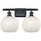 Ballston 18" Wide 2 Light Matte Black Bath Light With White Mouchette