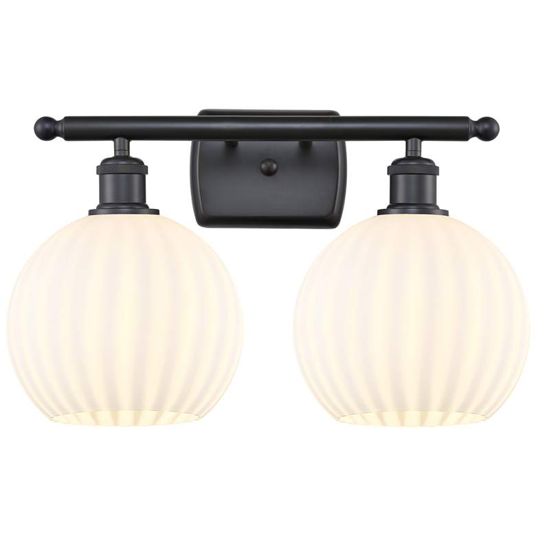 Image 1 Ballston 18" Wide 2 Light Matte Black Bath Light With White Venetian S