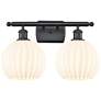 Ballston 18" Wide 2 Light Matte Black Bath Light With White Venetian S