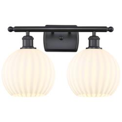 Ballston 18" Wide 2 Light Matte Black Bath Light With White Venetian S