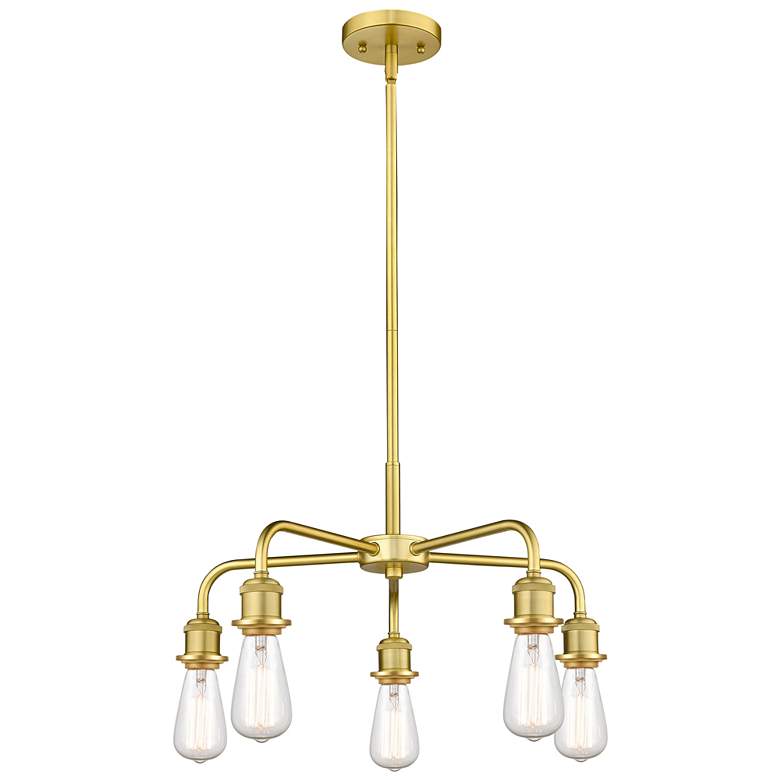 Image 1 Ballston 18" Wide 5 Light Satin Gold Finish Stem Hung Chandelier