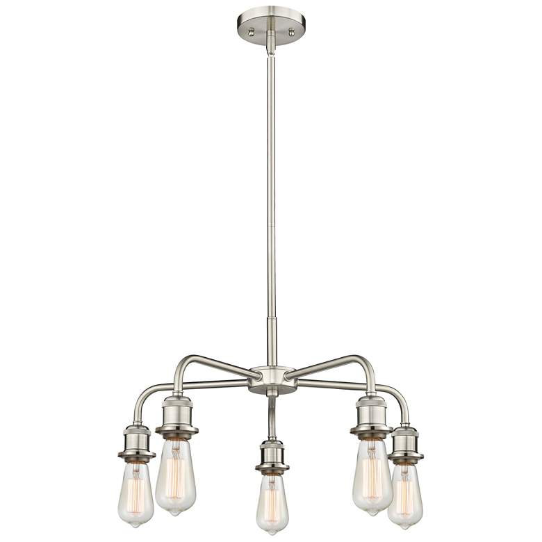 Image 1 Ballston 18" Wide 5 Light Satin Nickel Finish Stem Hung Chandelier