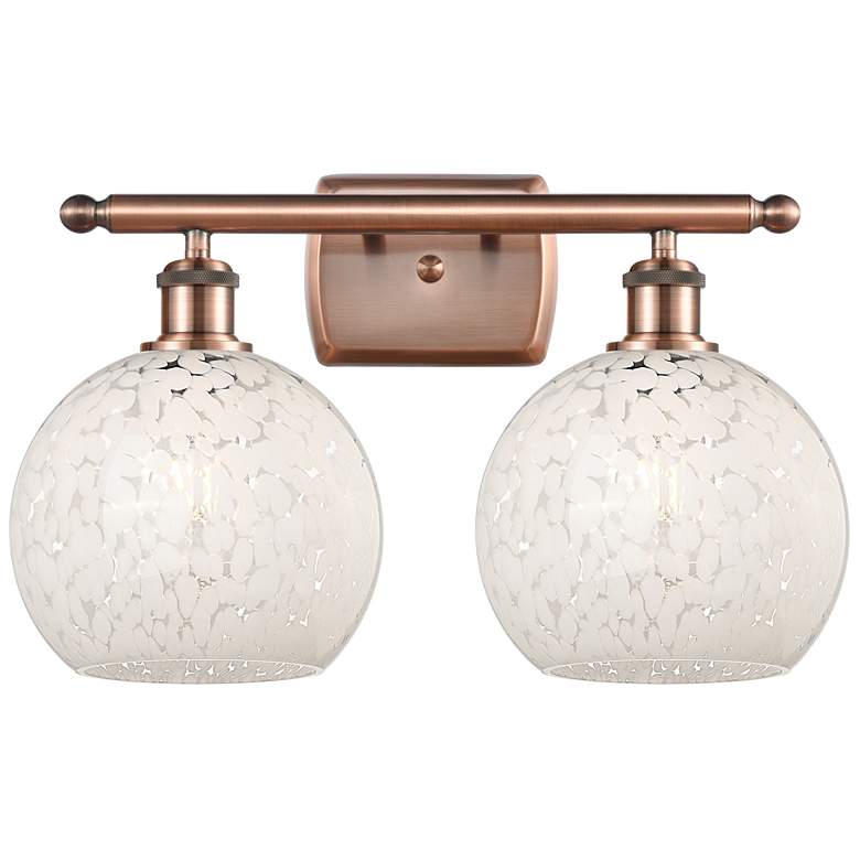 Image 1 Ballston 18"W 2 Light Antique Copper Bath Light w/ White Mouchette Sha