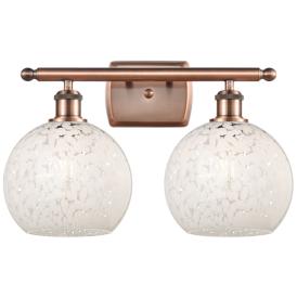 Ballston 18"W 2 Light Antique Copper Bath Light w/ White Mouchette Sha Ballston 18"W 2 Light Antique Copper Bath Light w/ White Mouchette Sha