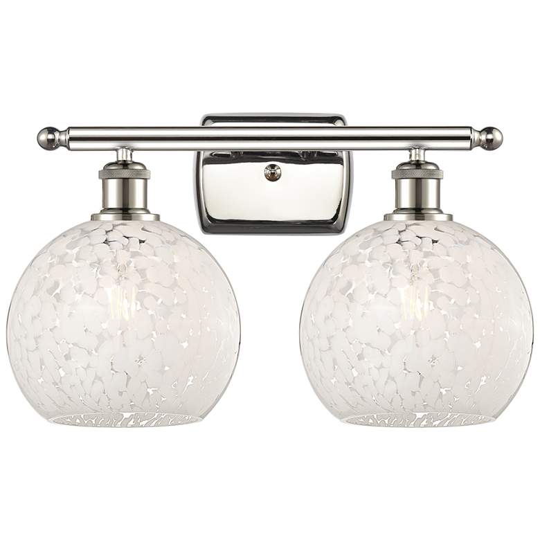 Image 1 Ballston 18"W 2 Light Polished Nickel Bath Light w/ White Mouchette Sh