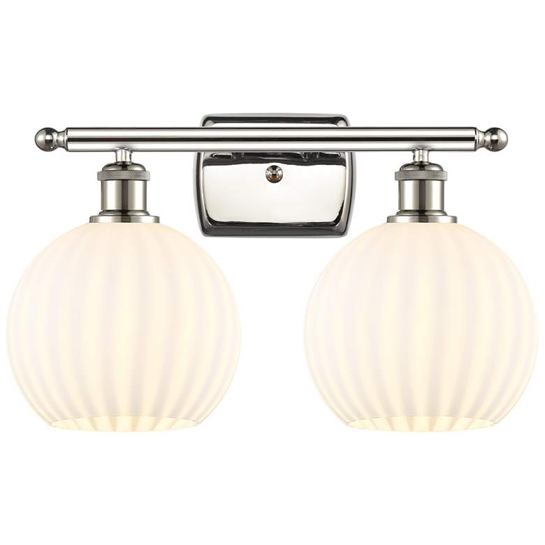 Image 1 Ballston 18"W 2 Light Polished Nickel Bath Light w/ White Venetian Sha