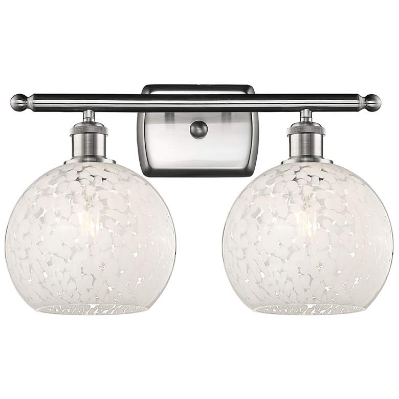 Image 1 Ballston 18"W 2 Light Satin Nickel Bath Light w/ White Mouchette Shade