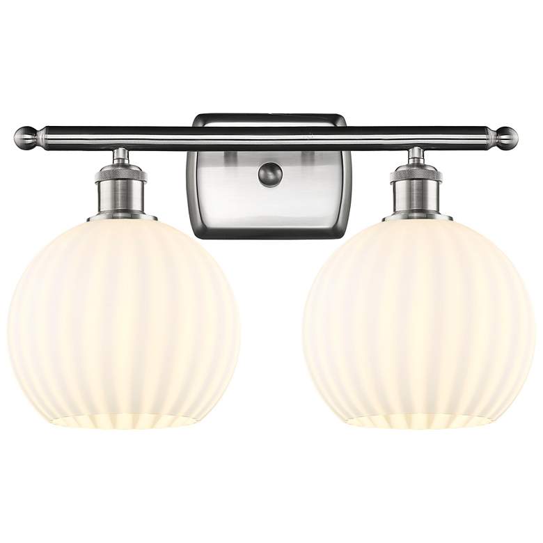 Image 1 Ballston 18"W 2 Light Satin Nickel Bath Light w/ White Venetian Shade