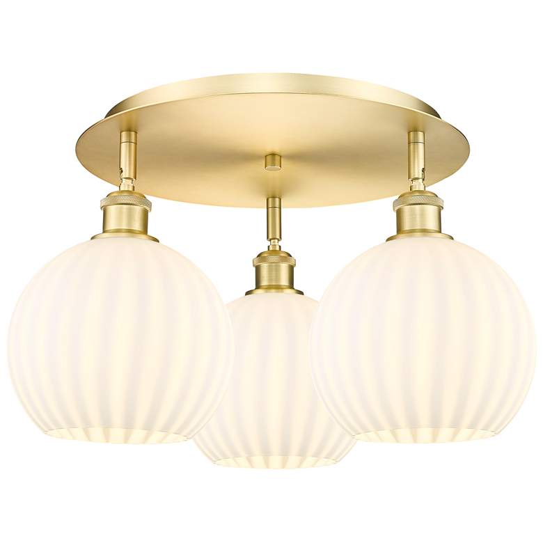 Image 1 Ballston 19.75" Wide 3 Light Satin Gold Flush Mount w/ White Venetian