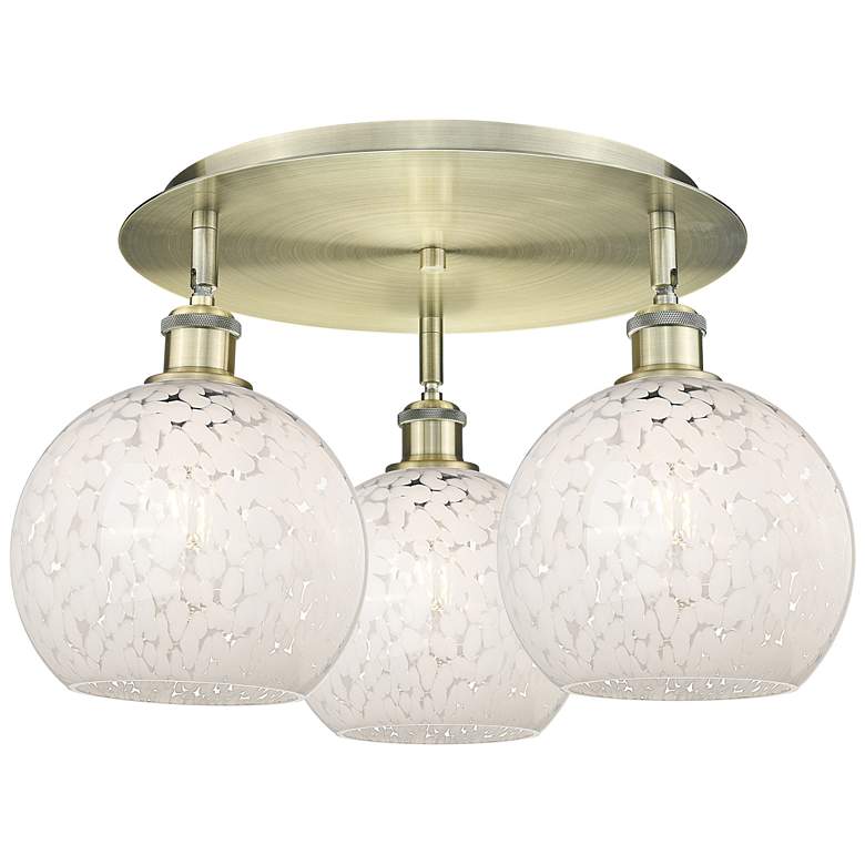 Image 1 Ballston 19.75"W 3 Light Antique Brass Flush Mount w/ White Mouchette