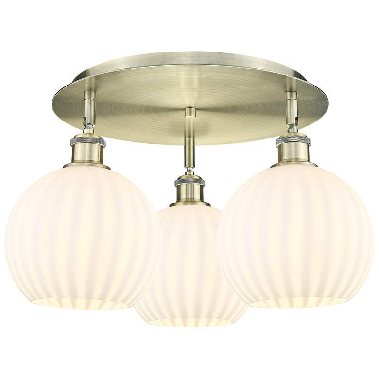 Image 1 Ballston 19.75"W 3 Light Antique Brass Flush Mount w/ White Venetian S