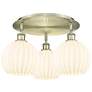 Ballston 19.75"W 3 Light Antique Brass Flush Mount w/ White Venetian S