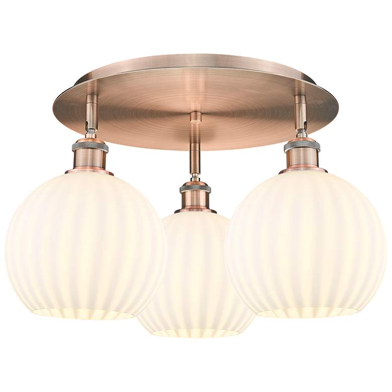 Image 1 Ballston 19.75"W 3 Light Antique Copper Flush Mount w/ White Venetian