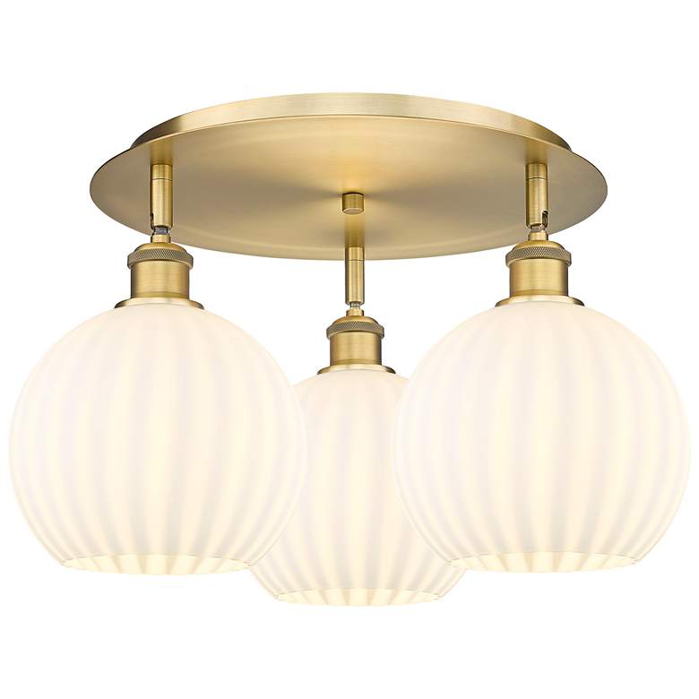 Image 1 Ballston 19.75"W 3 Light Brushed Brass Flush Mount w/ White Venetian S