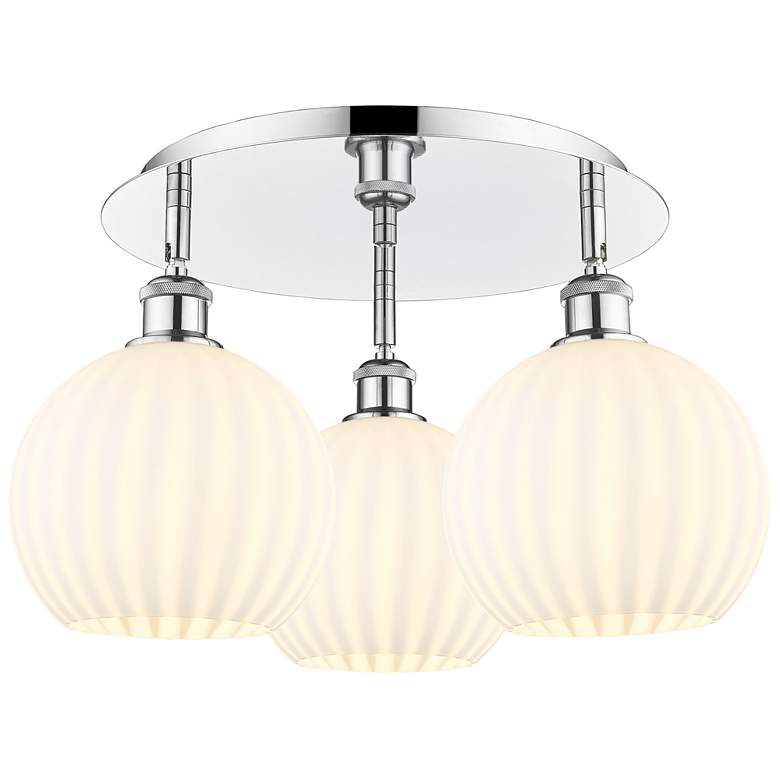 Image 1 Ballston 19.75"W 3 Light Chrome Flush Mount w/ White Venetian Shade