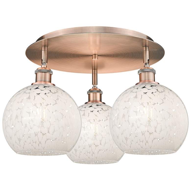 Image 1 Ballston 19.75"W 3 Light Copper Flush Mount w/ White Mouchette Shade