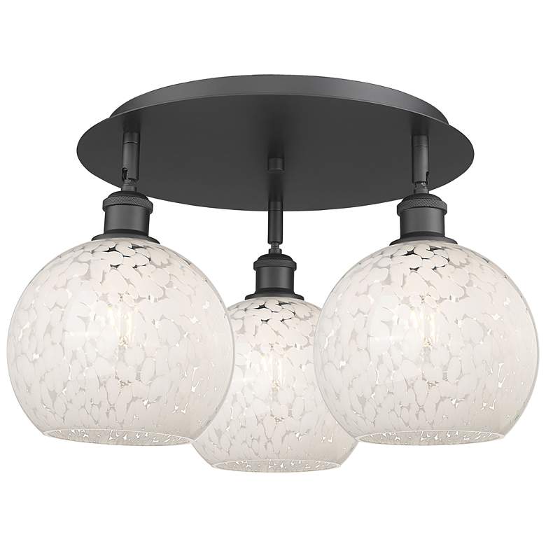 Image 1 Ballston 19.75"W 3 Light Matte Black Flush Mount w/ White Mouchette Sh