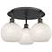 Ballston 19.75"W 3 Light Matte Black Flush Mount w/ White Mouchette Sh
