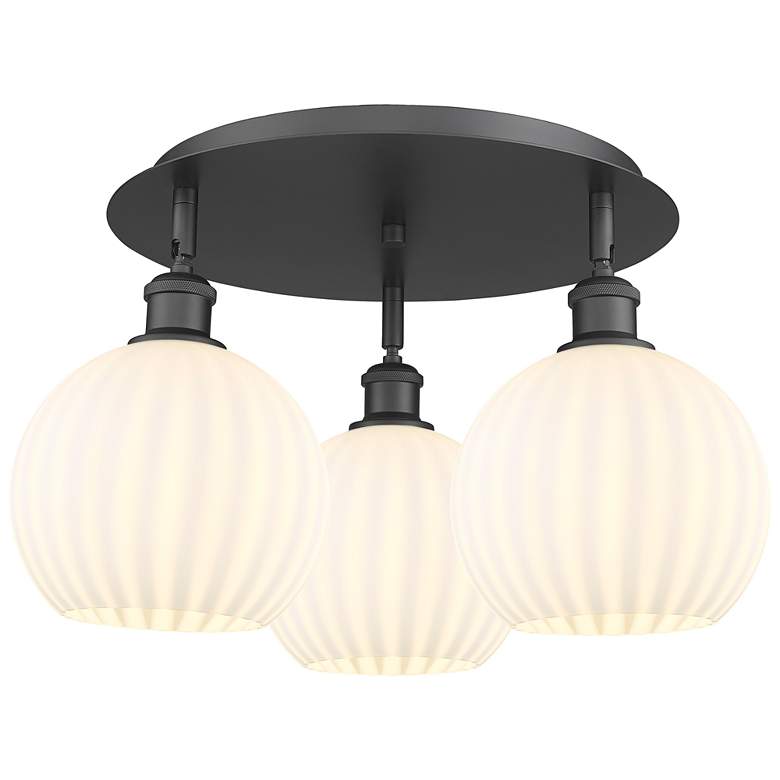 Image 1 Ballston 19.75"W 3 Light Matte Black Flush Mount w/ White Venetian Sha