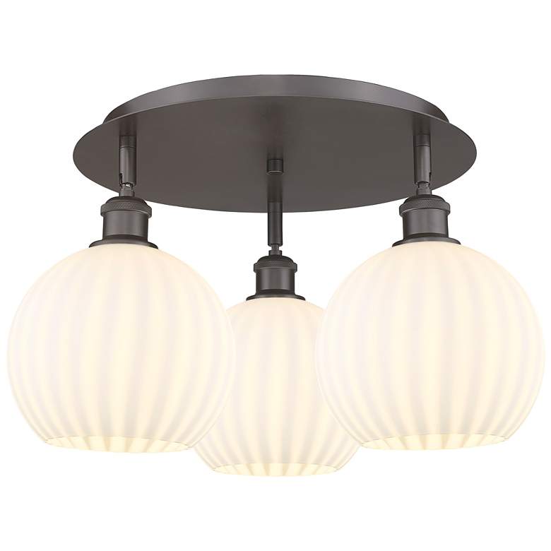 Image 1 Ballston 19.75"W 3 Light Oiled Bronze Flush Mount w/ White Venetian Sh