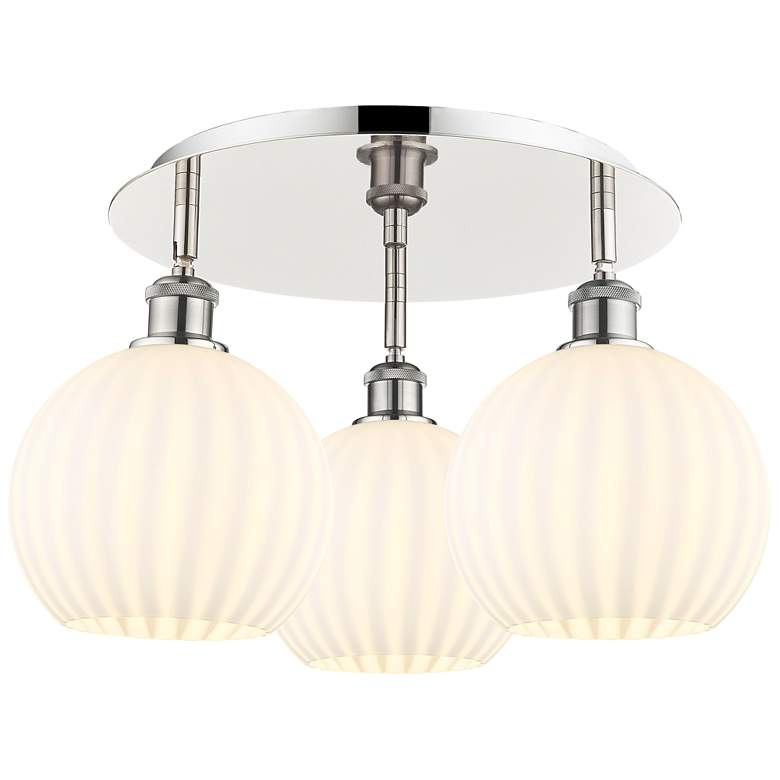Image 1 Ballston 19.75"W 3 Light Polished Nickel Flush Mount w/ Venetian Shade