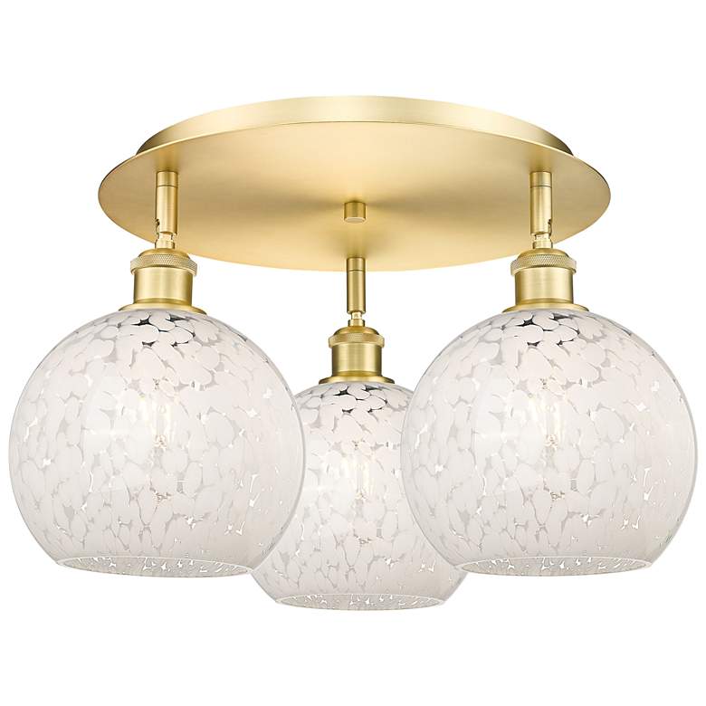Image 1 Ballston 19.75"W 3 Light Satin Gold Flush Mount w/ White Mouchette Sha