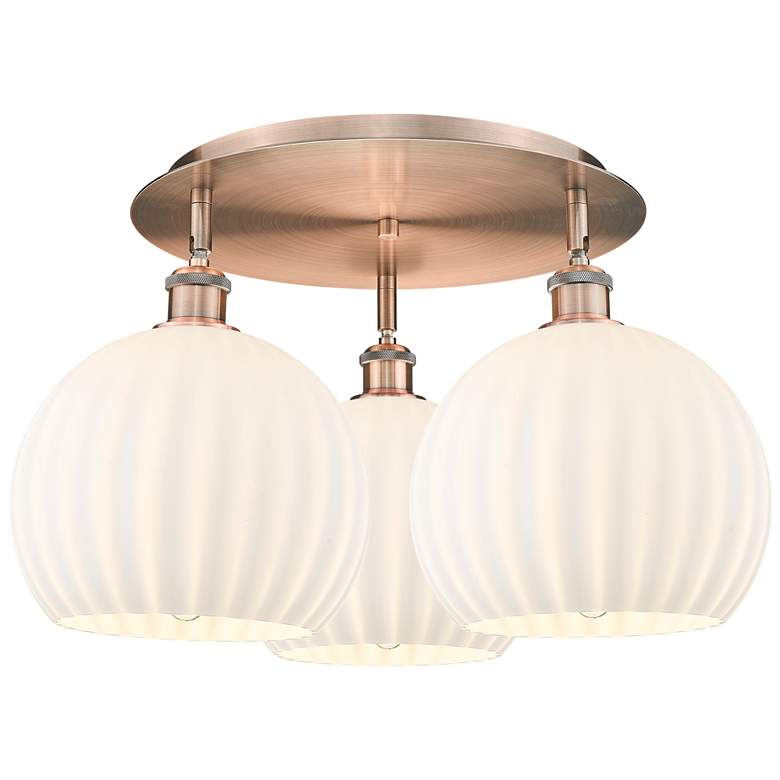 Image 1 Ballston 21.75"W 3 Light Antique Copper Flush Mount w/ White Venetian