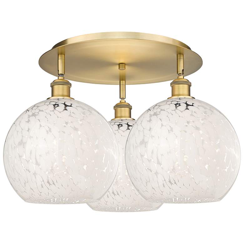 Image 1 Ballston 21.75"W 3 Light Brushed Brass Flush Mount w/ White Mouchette