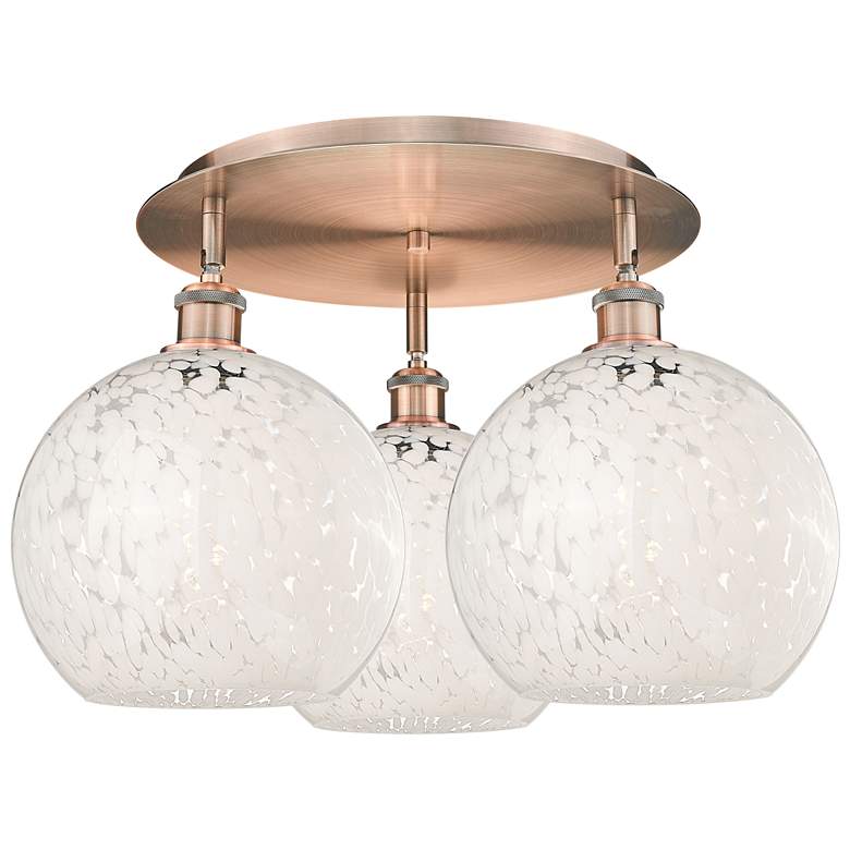 Image 1 Ballston 21.75"W 3 Light Copper Flush Mount w/ White Mouchette Shade
