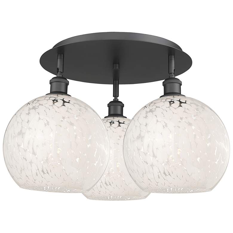 Image 1 Ballston 21.75"W 3 Light Matte Black Flush Mount w/ White Mouchette Sh