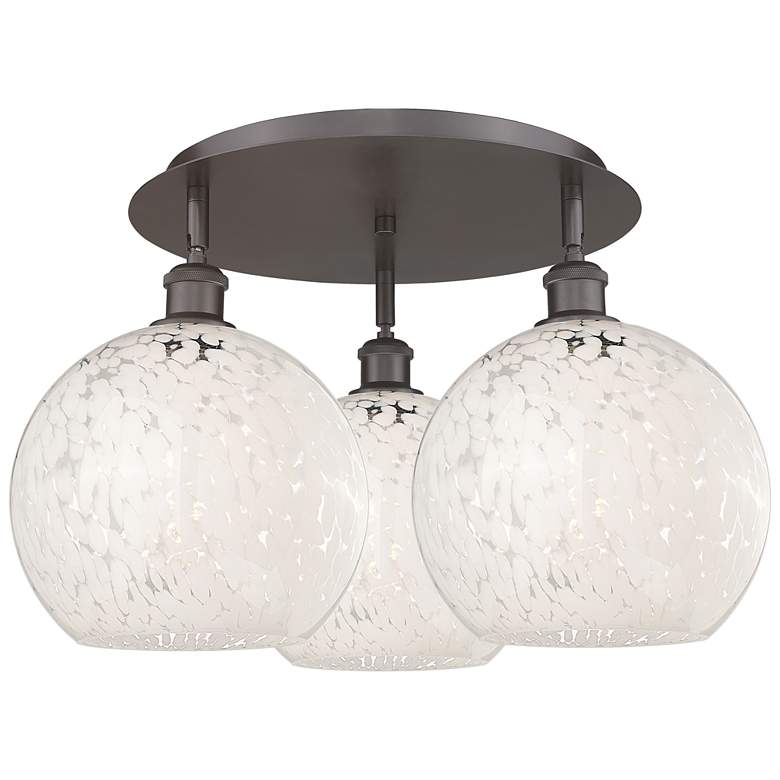 Image 1 Ballston 21.75"W 3 Light Oiled Bronze Flush Mount w/ White Mouchette S