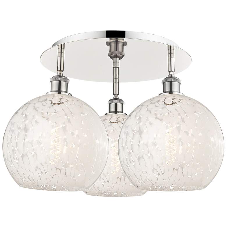Image 1 Ballston 21.75"W 3 Light Polished Nickel Flush Mount w/ Mouchette Shad