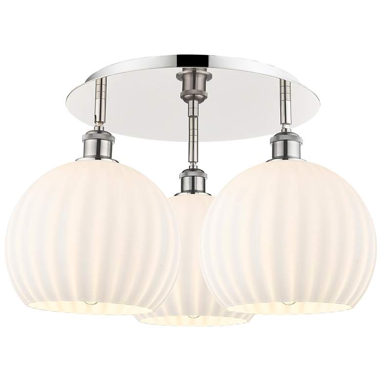 Image 1 Ballston 21.75"W 3 Light Polished Nickel Flush Mount w/ Venetian Shade