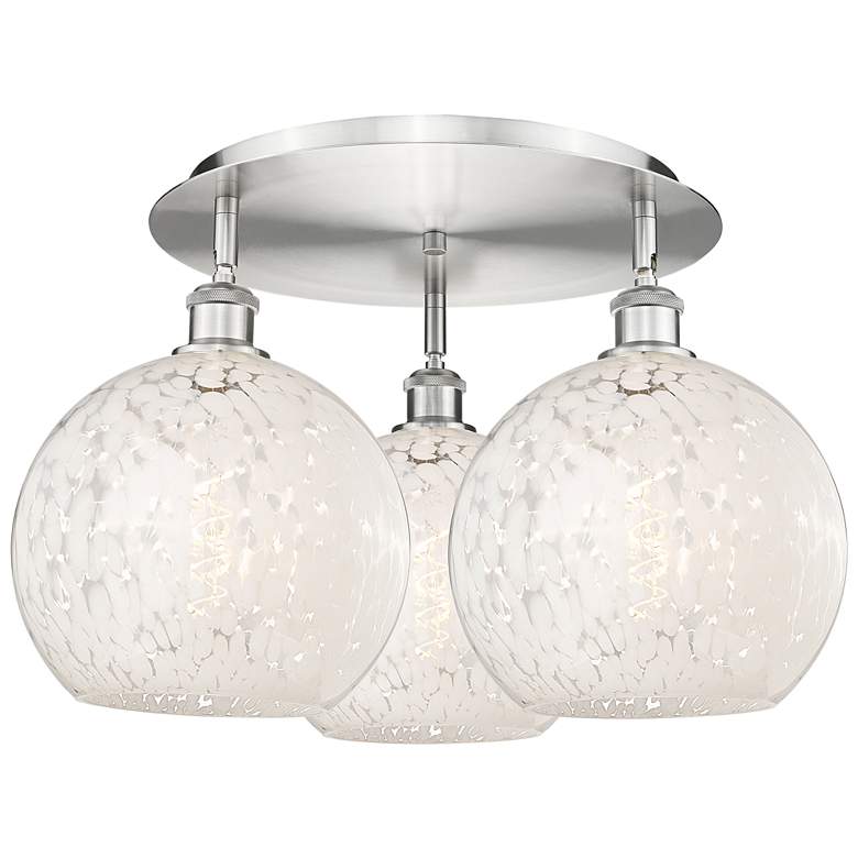 Image 1 Ballston 21.75"W 3 Light Satin Nickel Flush Mount w/ White Mouchette S