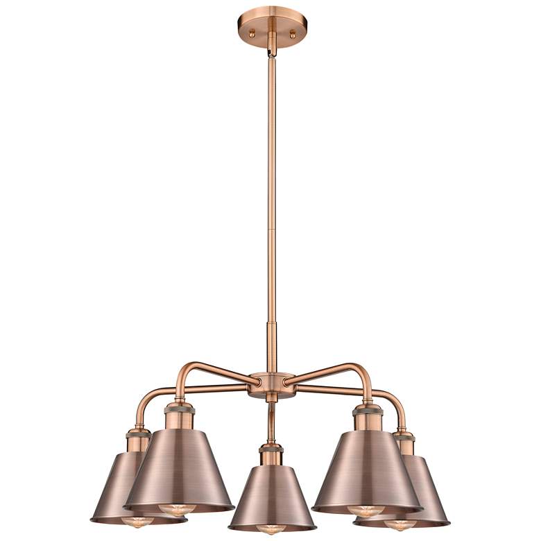 Image 1 Ballston 24.5 inchW 5 Light Copper Stem Hung Chandelier With Copper Shade