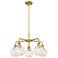 Ballston 24"W 5 Light Brushed Brass Stemmed Chandelier w/ Mouchette Sh