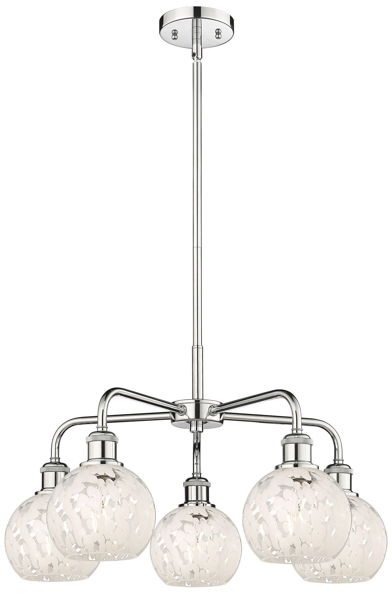 Ballston 24"W 5 Light Chrome Stemmed Chandelier w/ White Mouchette Sha