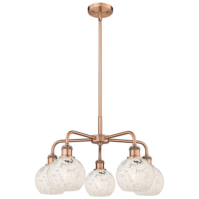 Image 1 Ballston 24"W 5 Light Copper Stemmed Chandelier w/ White Mouchette Sha
