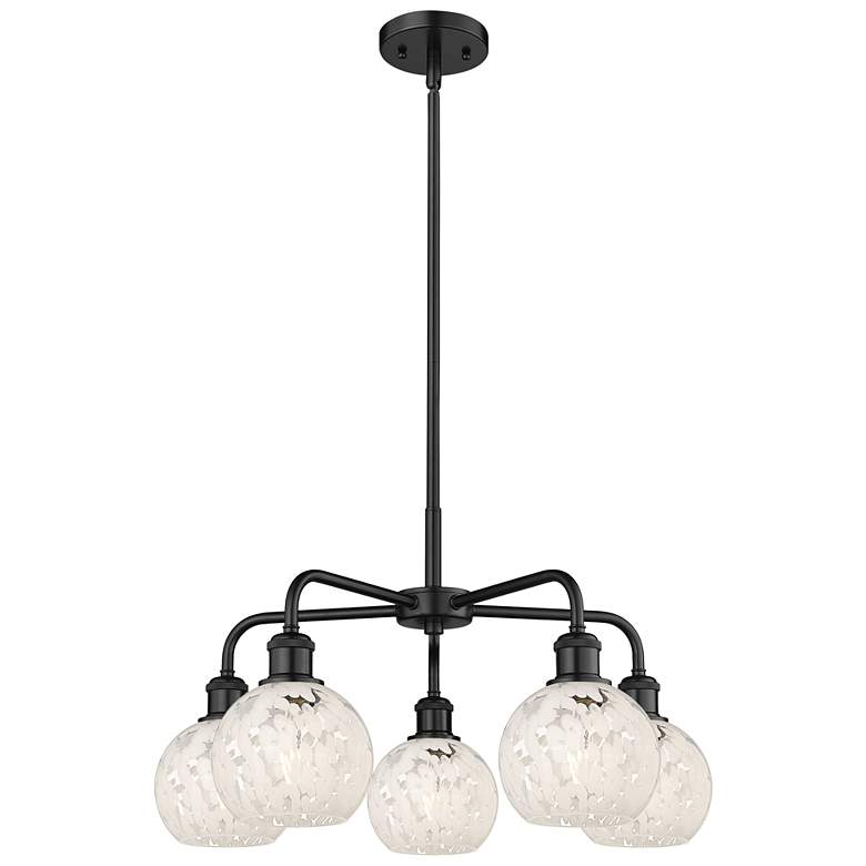 Image 1 Ballston 24"W 5 Light Matte Black Stemmed Chandelier w/ Mouchette Shad