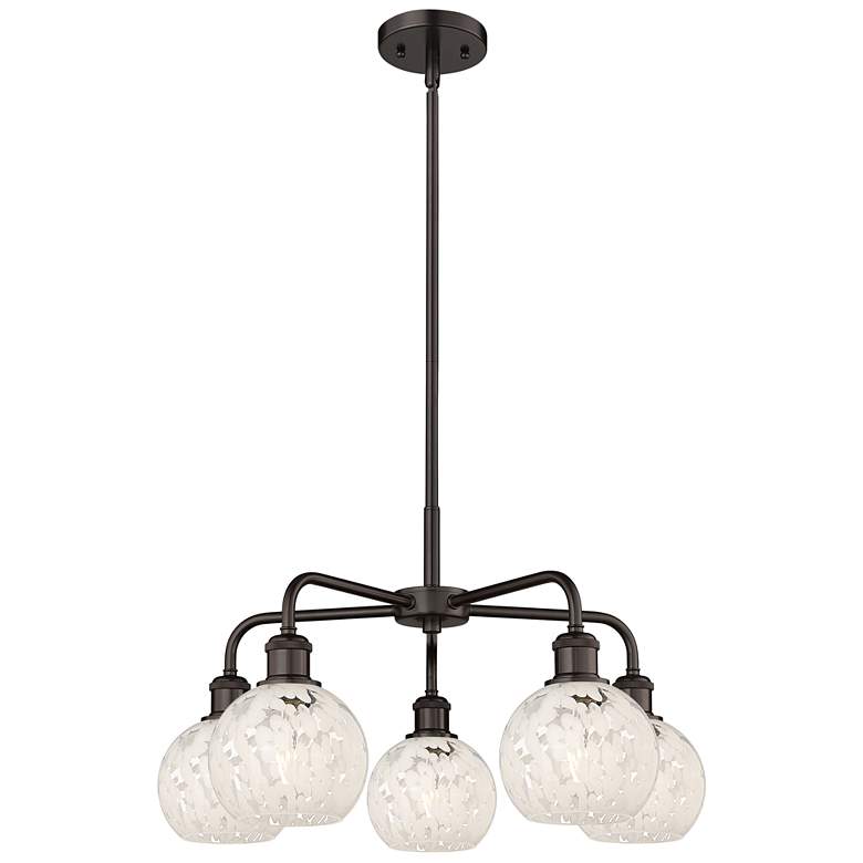 Image 1 Ballston 24"W 5 Light Oiled Bronze Stemmed Chandelier w/ Mouchette Sha