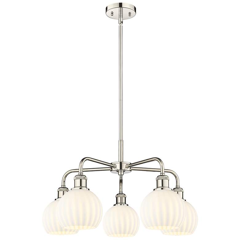 Image 1 Ballston 24"W 5 Light Polished Nickel Stemmed Chandelier w/ Venetian S