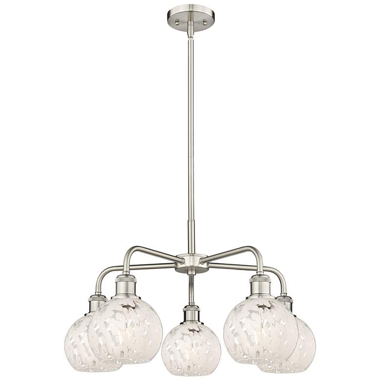 Image 1 Ballston 24"W 5 Light Satin Nickel Stemmed Chandelier w/ Mouchette Sha
