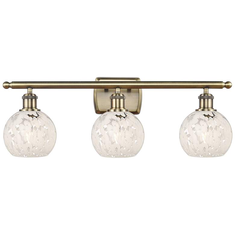 Image 1 Ballston 26" Wide 3 Light Antique Brass Bath Light w/ White Mouchette
