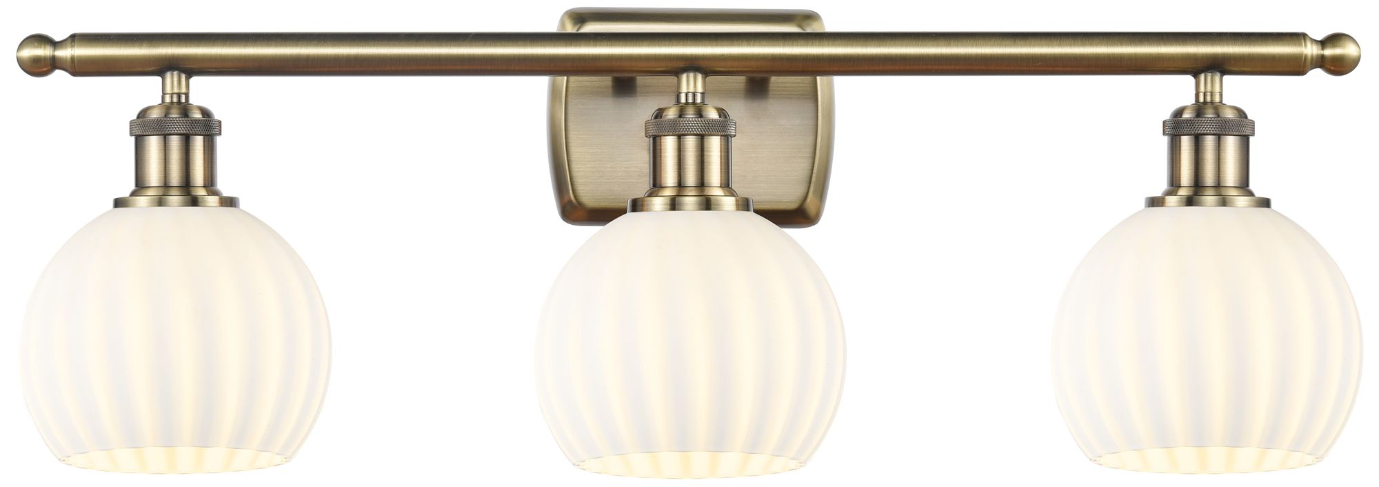 Ballston 26" Wide 3 Light Antique Brass Bath Light w/ White Venetian S