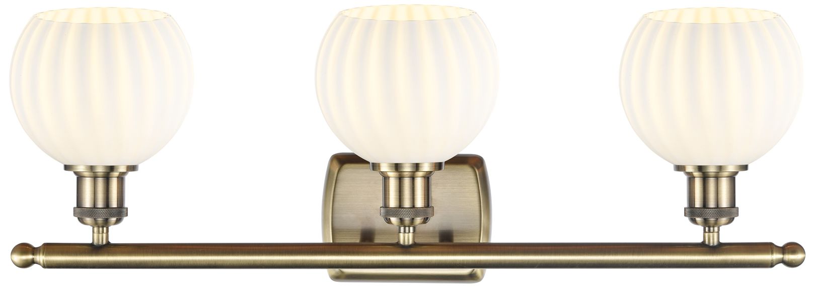 Image 2 Ballston 26" Wide 3 Light Antique Brass Bath Light w/ White Venetian S more views
