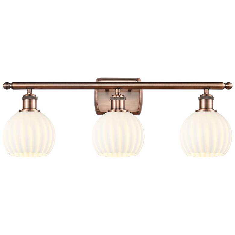 Image 1 Ballston 26" Wide 3 Light Antique Copper Bath Light w/ White Venetian