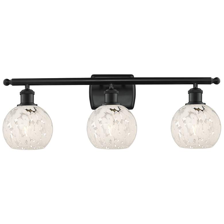 Image 1 Ballston 26" Wide 3 Light Matte Black Bath Light With White Mouchette
